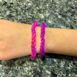Pink and Purple Braided Bracelets